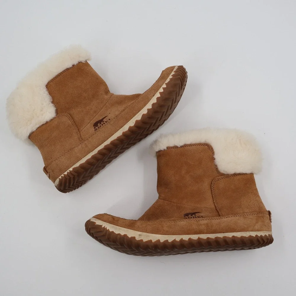 Sorel Out N About Plus Boot Women 10 Brown Suede Faux Fur Insulated‎ NL3073-286